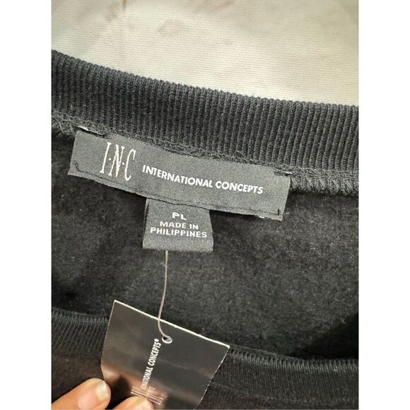 INC International Concepts black golden chain sweater size petite large - Picture 5 of 8